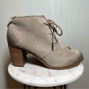 Toms Women's Suade Lunata Boot - Heel Lace Up Taupe Distress